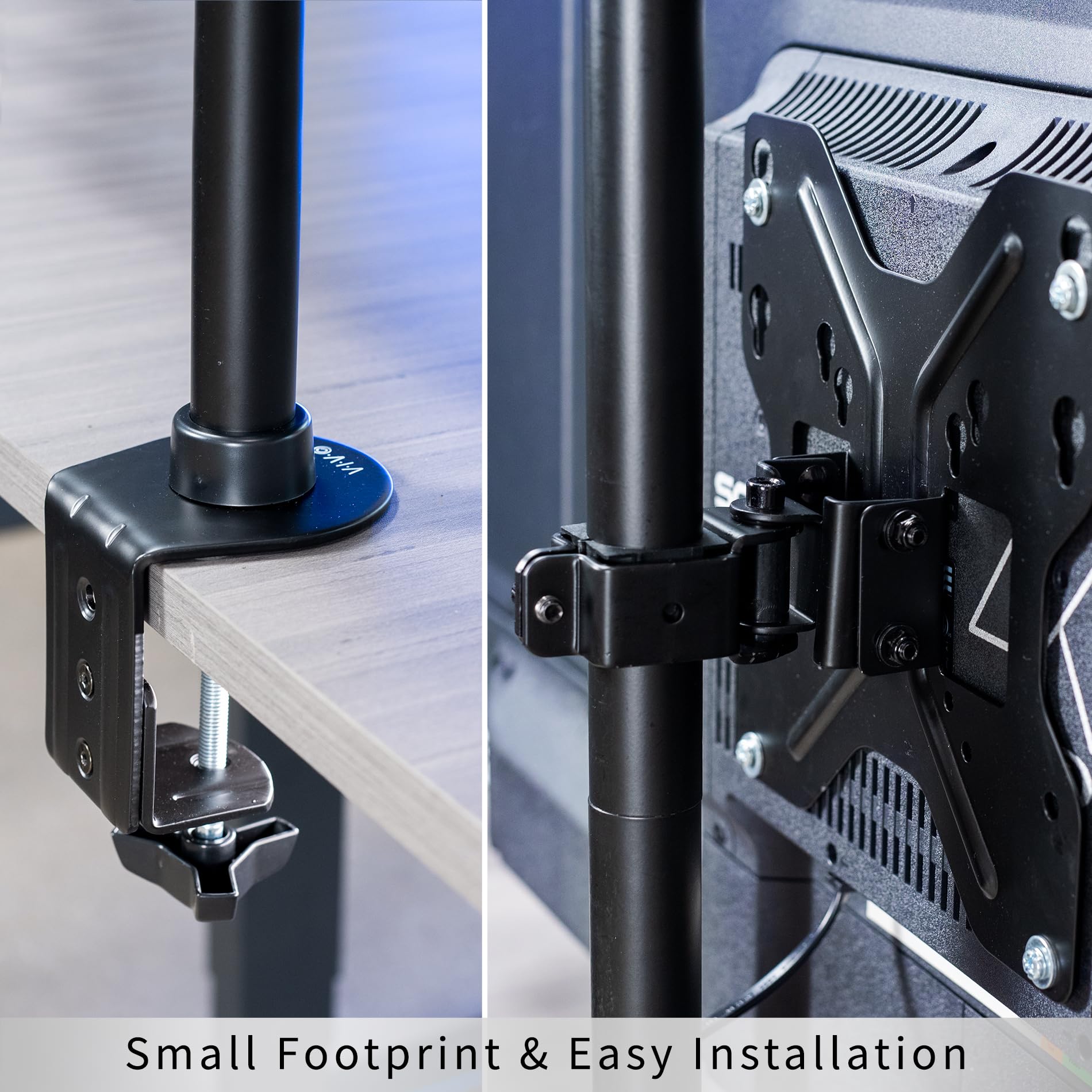 VIVO Ultra Wide TV Desk Mount for up to 55 inch Screens Weighing 66 lbs, Full Motion Height Adjustable Single Television Stand, Black, STAND-V155C