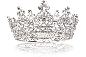 Yopay Crystal Crowns, Full Round Women Bridal Diamond Crowns and Tiaras Cake Topper for Birthday Pageant Prom Wedding Party C