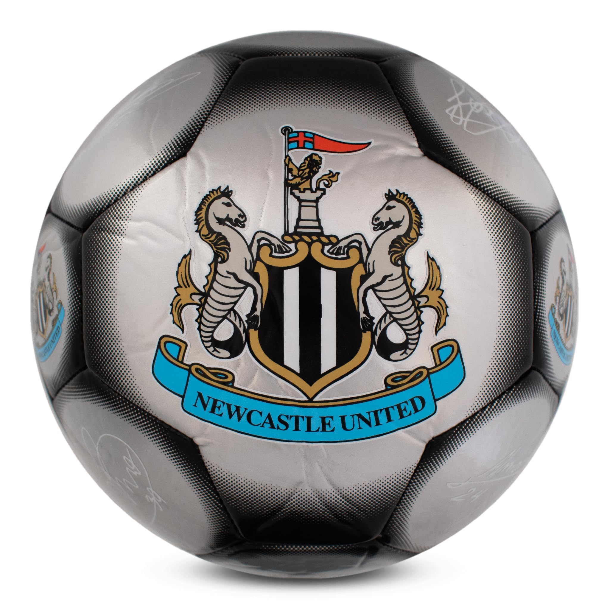 Hy-Pro Officially Licensed Newcastle United Classic Signature Football – With Metallic Finish, Match Ball and for Training, Player Signatures – Newcastle Football Size 5, Collectible for Fans
