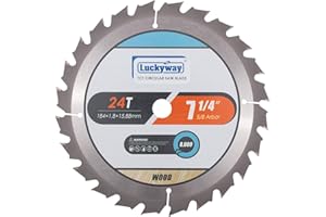 Luckyway 7-1/4 Inch 24T Framing with 5/8 Inch Arbor TCT Circular Saw Blade for Cutting Wood