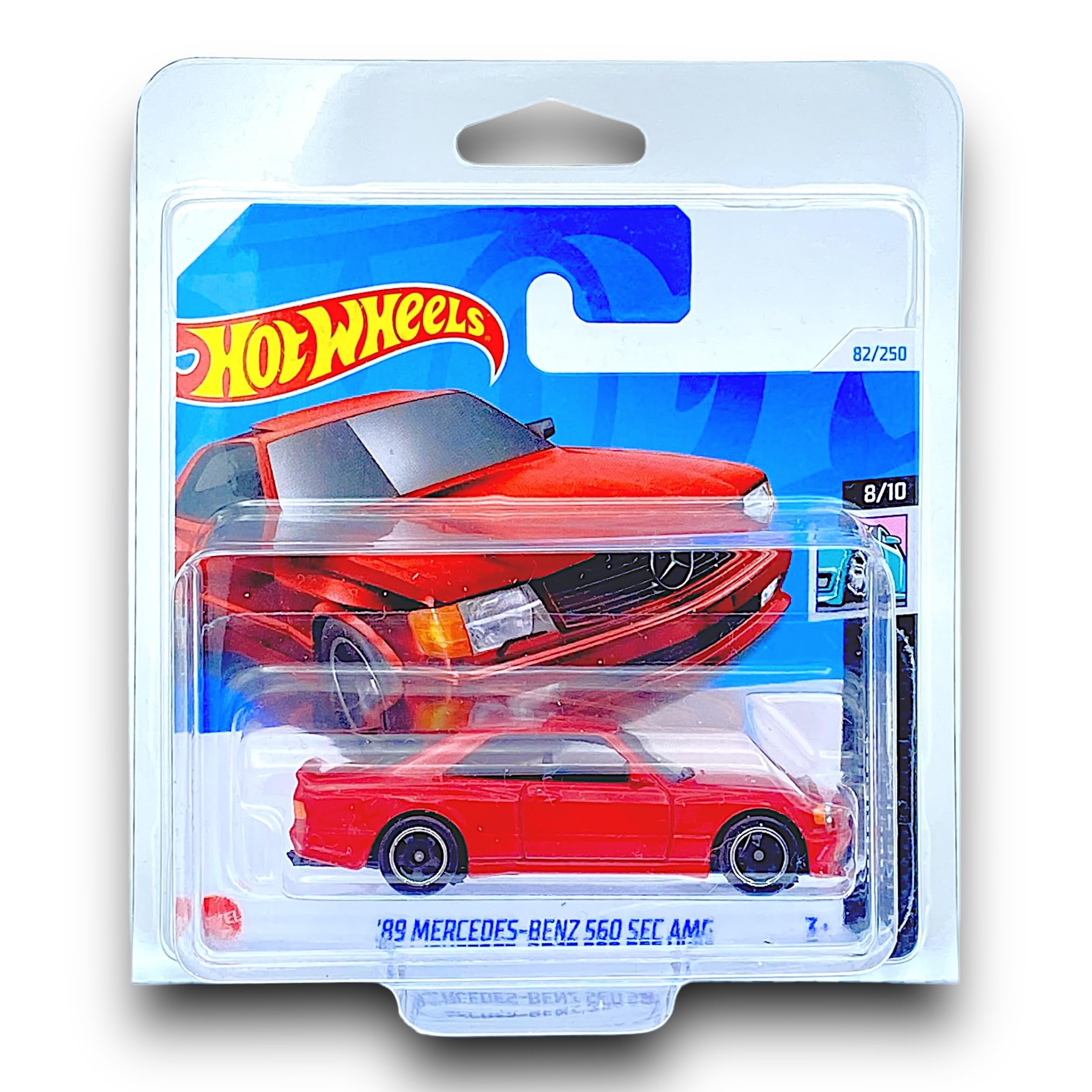 Hot Wheels '89 Mercedes-Benz 560 SEC AMG (Red) 8/10 HW Modified - 2024-82/250 (Short Card) - COMES IN A GENUINE KLAS CAR KEEPER PROTECTOR CASE - HTB70