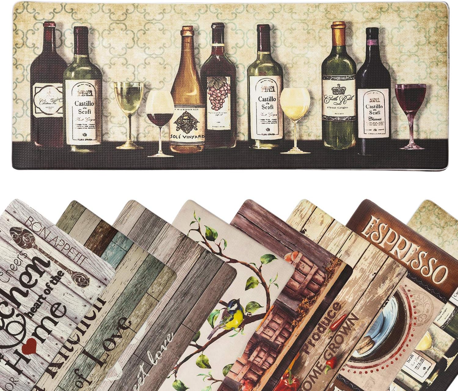 Farmhouse Kitchen Mats Cushioned Anti-Fatigue Comfort Mat for Home & Office Ergonomically Engineered Memory Foam Kitchen Rug Waterproof Non-Skid, 47