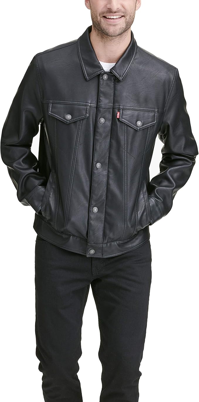 Levi's Men's Faux Leather Classic Trucker Jacket at Amazon Men’s Clothing store