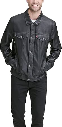 levi's men's smooth lamb touch faux leather classic trucker jacket