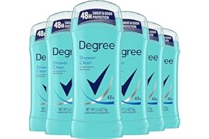 Degree Original Antiperspirant Deodorant Shower Clean Pack of 6 48-Hour Sweat & Odor Protection Antiperspirant for Women 2.6 oz