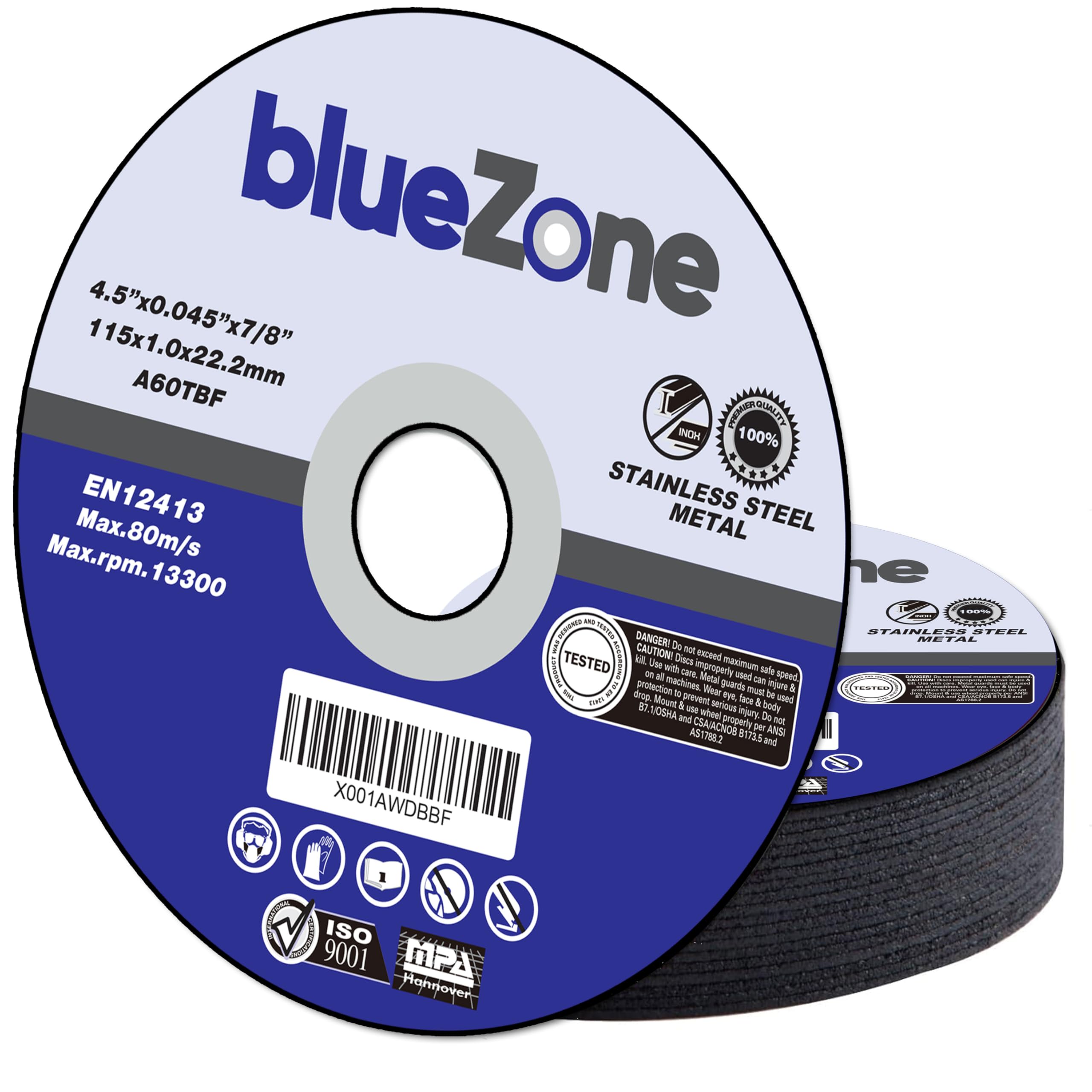 blueZone 115mm Cutting Discs 10-Piece Durable Angle Grinder Discs Ultra Thin 1mm for Fast & Precise Cutting of Steel, Iron, Aluminum, & Ferrous Metals