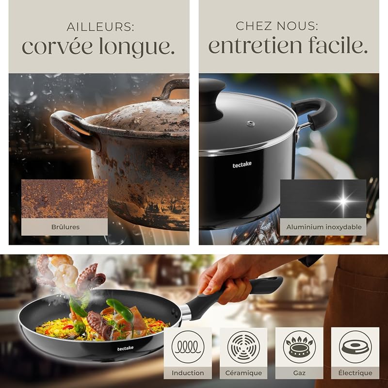 ® Set de Cuisine 45 Pièces, Vaisselle en Grès émaillé 6 personnes