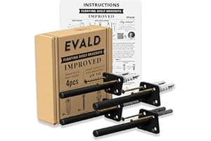 EVALD Hidden Floating Shelf Bracket | 4-Inch Heavy Duty Blind Shelf Support | Kitchen Shelf, Fireplace Mantel Bracket | Invisible Wall Mount Bracket for Home & Office | Floating Shelf Hardware 4 Pack