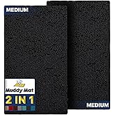 Muddy Mat® 2-Piece Black Medium 30"X19" AS-SEEN-ON-TV Highly Absorbent Microfiber Door Mat, Bath Mat and Pet Rug, Non Slip Thick Washable, Soft Chenille for Kitchen Bathroom Bedroom Indoor and Outdoor