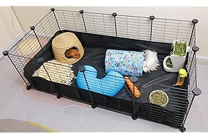 GENERIC Eiiel Guinea Pig Cages for 2, with Waterproof Plastic Bottom Liner, 8 Square Feet Small Animal House,Hutch Indoor Habitat Cage,Playpen for Small Pet, Bunny, Turtle,