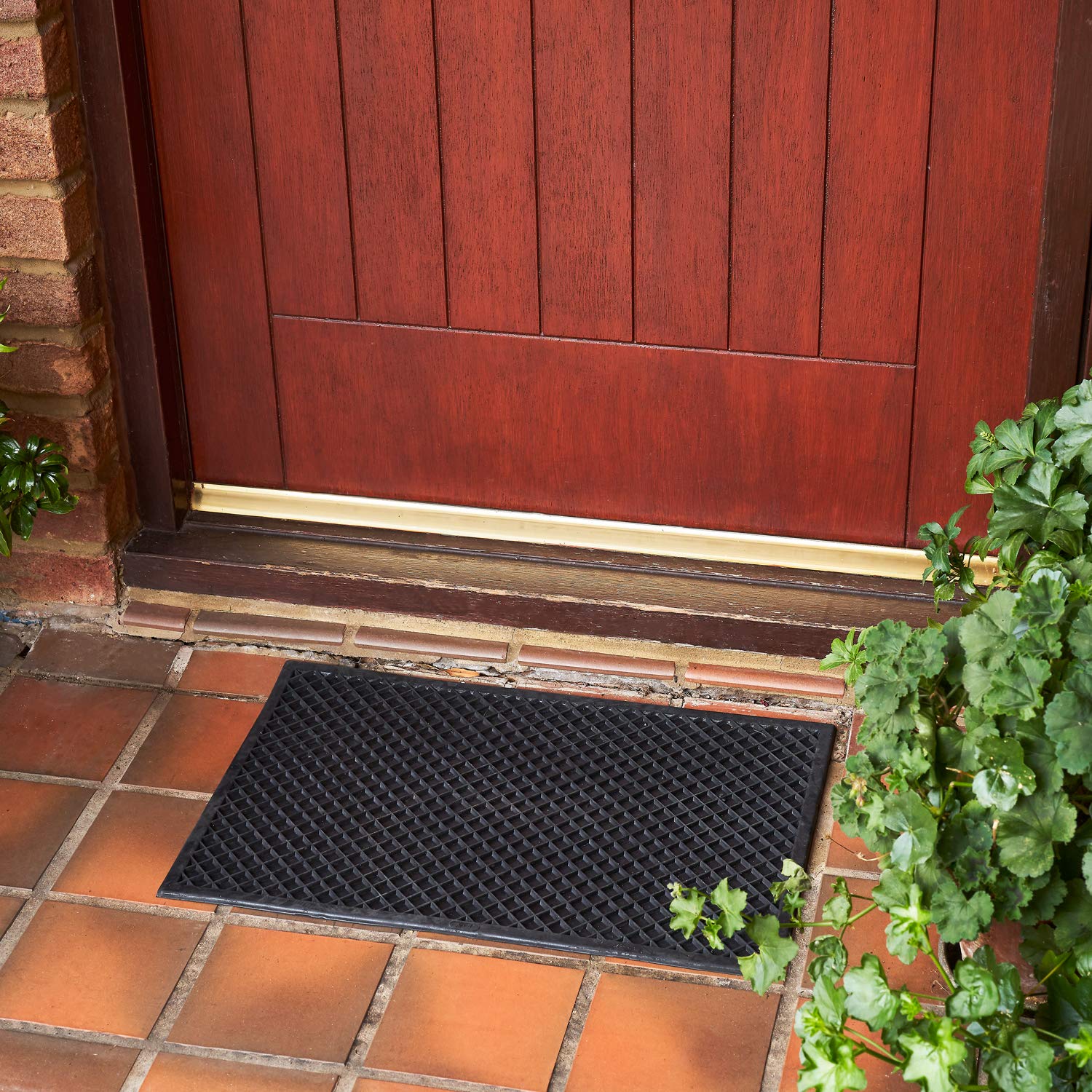 Zuvo Durable Natural Rubber Door Mat,54x 36cm Heavy Duty Doormat, Indoor Outdoor, Waterproof, Easy Clean Low-Profile Rug Mats for Entry Garage, Patio, High Traffic Areas,