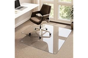 VSAR HOUSE VSARHouse Irregular Tempered Glass Office Chair Mat with Lip, 53"x45" Glass Floor Mat for Carpets or Hard Floors, with Tabbed and Non-Slip Pads, Effortless Rolling, Thick 0.2"