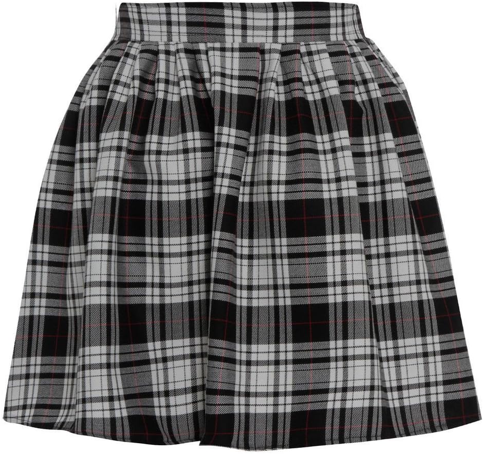 Miss Skinny New Womens RED Black Ladies Tartan Skater Mini Skirt Elasticated Waist Size 8-20