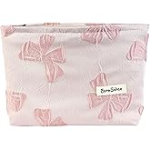 Pink Bow Makeup Bag,Cosmetic Bag for Women, Large Capacity Toiletry Bag,Zipper Pouch, Travel Accessories Storage with Lining