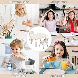 Adjustable Kids Table & Chairs Set for Ages 3-8