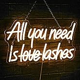 WLHOPE All you need is Lashes Neon Sign, Warm White Led Neon Signs for Wall Decor, Lash Neon Signs Letter Neon Lights for Bedroom Bar Party Girls Room Nail Room Salon, Lash Room Decoration