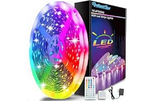 Led Strips Light for Bedroom 16.4ft Led Strip Lights with IR Remote,Indoor String Lights,RGB Color Changing Music Sync for Ro