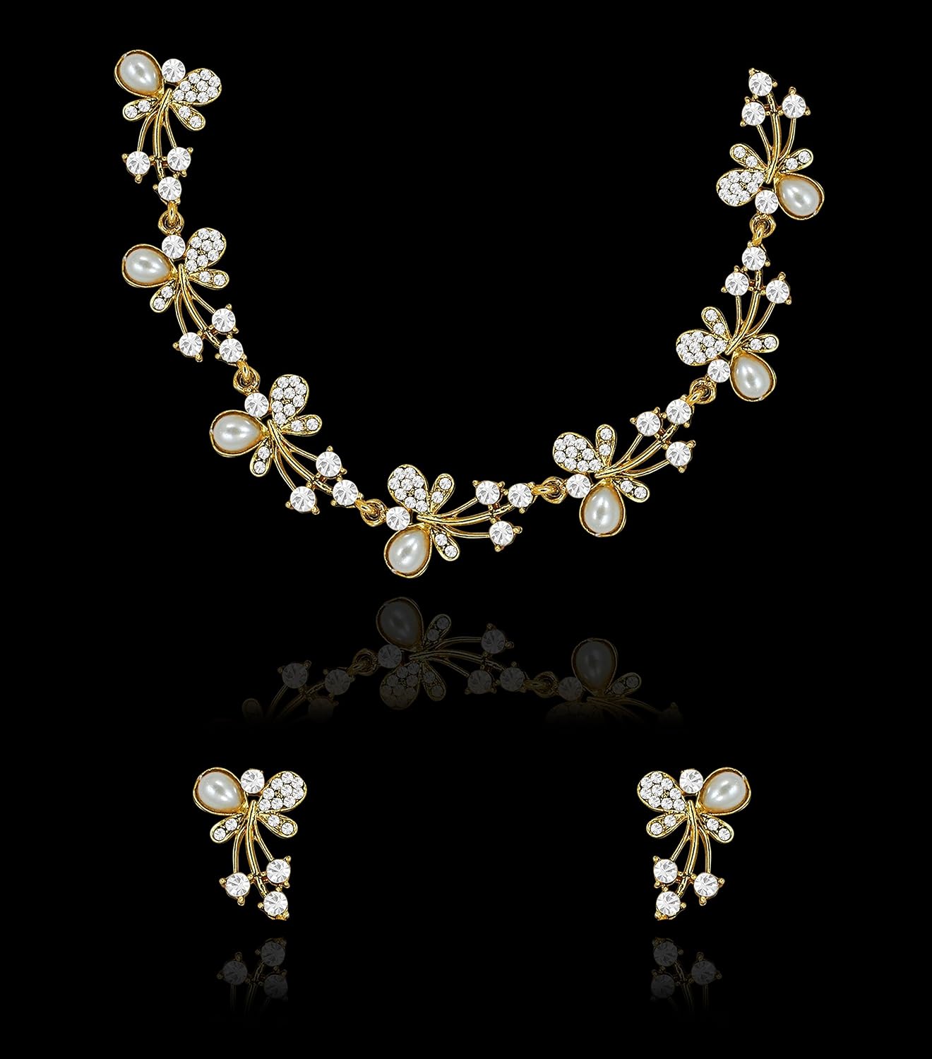 zaveri pearls jewellery set for women (golden)(zpfk5216)