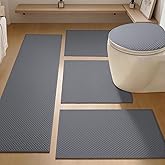 YIHOUSE Bathroom Rugs, Ultra Thin Bath Mat, Set of 5, Non-Slip, Quick Dry Absorbent, Machine Washable Bath Mat Set for Bathroom Floor, Light Grey