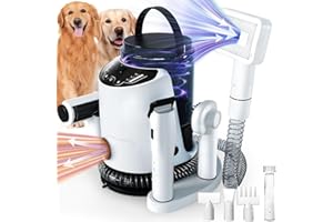 Lanchez Dog Grooming Vacuum & Dryer, 8 in 1 Pet Grooming Vacuum for Dogs with 3L Dust Bin, Low Noise 12Kpa Suction Dog Vacuum for Shedding Grooming with 3 Modes for Shedding Pet Hair, Home Cleaning