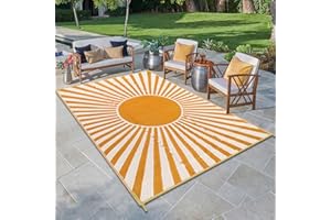 Anidaroel Outdoor Area Rug for Patio Clearance 4x6ft Waterproof, Reversible Plastic Straw Rug Outside Rug, Stain & UV Resistant RV Mat for Camping, Porch, Balcony, Pool Deck, Backyard, Orange