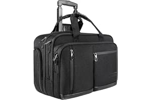 VANKEAN 17.3 Inch Rolling Laptop Bag for Men&Women, Stylish Carry on Briefcase laptop Water Proof Overnight Rolling Computer 