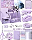 Purple Desk Accessories, 26Pcs Set Office Supplies