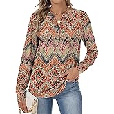 Lallabai Women's Long Sleeve Shirts Fall Button Henley Tunic Tops Dressy Casual Blouses 2026 T-Shirts Outfits Fashion Clothes