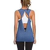 Laughido Womens Open Back Workout Tops Athletic Yoga Vests Backless Sleeveless Tank Tops
