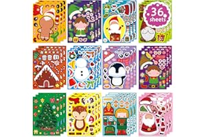 DUJAA 36 Sheets Christmas Make a Face Stickers for Kids Toddlers Christmas Gift Stickers Make Your Own Christmas Characters Mix and Match Sticker, Xmas Holiday Stickers Christmas Party Games Sticker