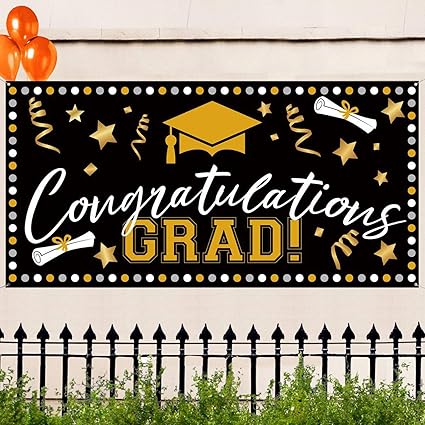 Amazon Com 71 X36 Large Fabric Graduation Party Banner For