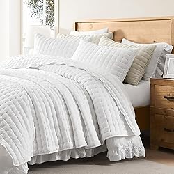 WDCOZY White California Cal King Size Quilt Bedding