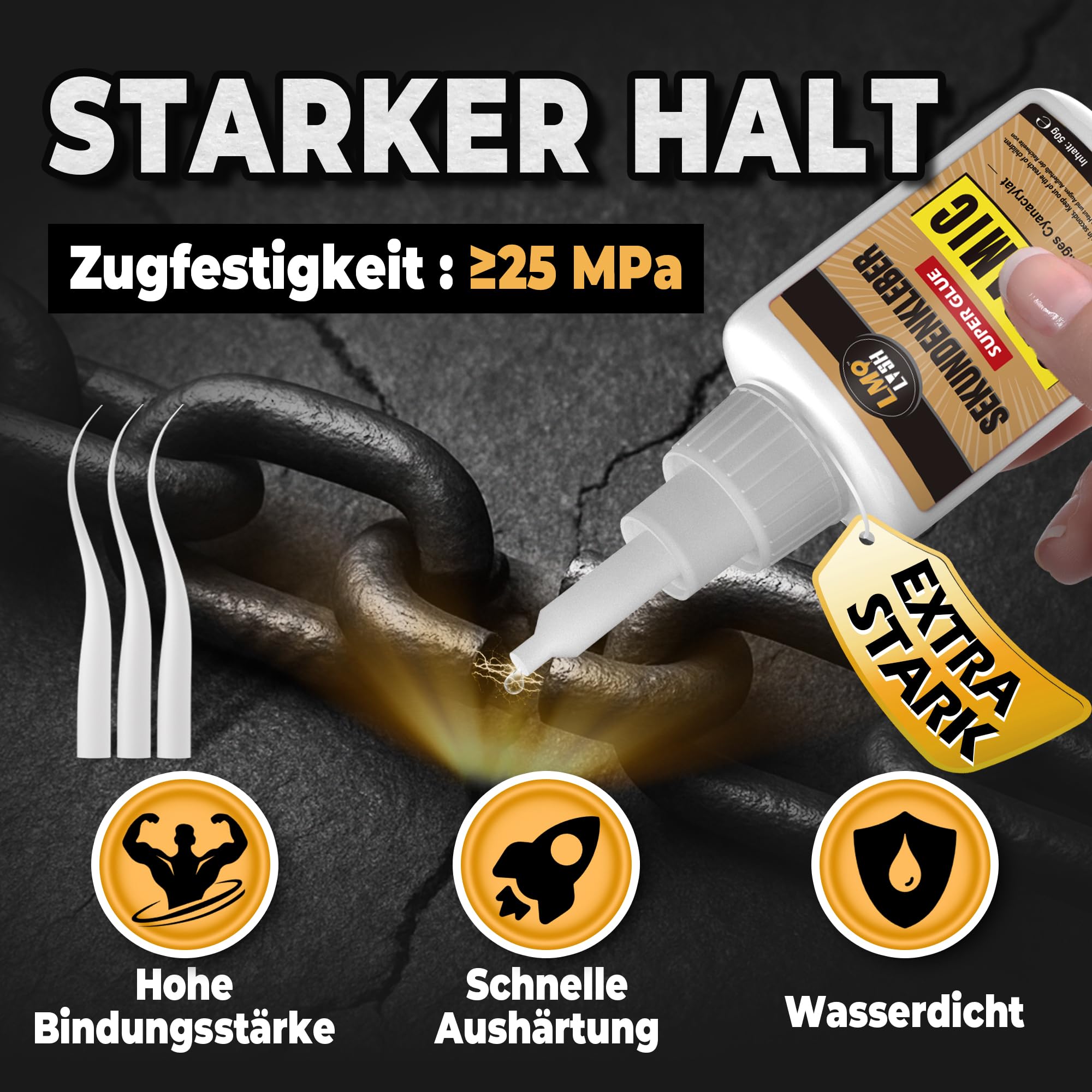 Sekundenkleber extra stark für Keramik und Porzellan 50g, Wasserfester und hitzebeständiger Porzellankleber, Keramikkleber mit Anti-Verstopfungskappe, Cyanacrylat(CA) Sekundenkleber für Keramik 4