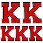 Iron on Letters Patches, 5 Pieces Full Embroidered Individual Letters Patch Applique for Clothes, Dress, Hat, Jeans, DIY Accessories, Red K