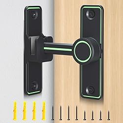 XOOL Luminous Barn Door Lock Latch, 90 & 180 Degree