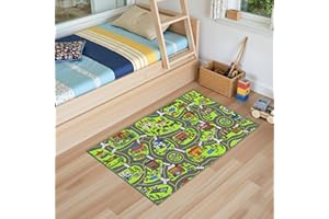 ARENARUG Upgrade Ultra Non Slip Kids Car Rug, Kids Road Playmat Rug for Toy Cars, Educational Town City Map Washable Carpet for Boy Playroom Bedroom, Safer Car Track Play Mat for Children Baby Toddler, 40"x24"