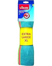 Vileda Colors Set Panni Multiuso per Vetri, Bagno, Cucina, Mobili, in Microfibra, Colori Assortiti, XL, 36 x 38 cm, 4 unità