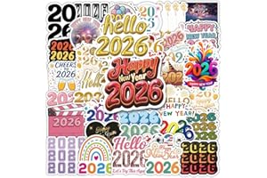 100Pcs Happy New Year 2026 Stickers – Waterproof Vinyl Stickers for New Year’s Eve Party Decorations, Supplies, Gifts & Favor