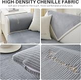 Topchances Sofa Slipcover Milky Velvet Grey 90x210cm Non-Slip Dog Cat Pet Cover view 3