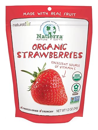 Amazon Com Natierra Nature S Organic Freeze Dried Strawberries Gluten Free Vegan 1 2 Ounce Dried Fruits Grocery Gourmet Food