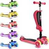 Hurtle 3-Wheel Try Scooter for Kids Ages 2-12 with Flip Seat Foldable LED view 2