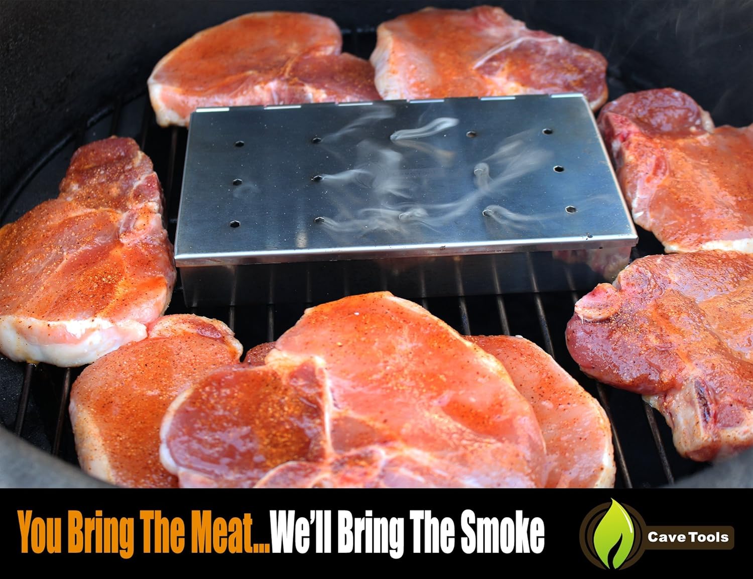 Smoker Box Maximum Wood Chip Capacity - 25% Thicker Stainless Steel Won't Warp - Charcoal & Gas Grill BBQ Meat Smoking Hinged Lid - Best Grilling Accessories & Barbecue Utensils for Dad: Garden & Outdoor