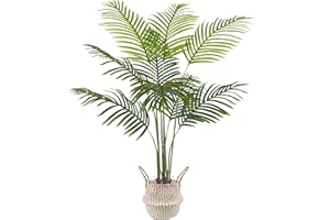 Warmplants Artificial Palm Tree, 4ft Fake Areca Palm Plant with Basket, Tropical Faux Dypsis Lutescens Plants for Indoor Outdoor Home Office Shop Garden Décor