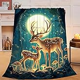 Deer Blanket Cute Deer Elk Throw Blanket Gifts for Girls Women Kids Boys Adults Men Super Soft Cozy Plush Fluffy Fuzzy Fleece Blanket Home Decor 40''X50''