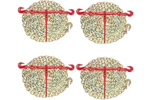 VEVOR Chain and Binder Kit 3/8 in-1/2 in, Ratchet Load Binders 9215 lbs Working Strength, Ratchet Binders and Chains, 3/8 in x 10 ft Chains with G70 Hooks, for Truck, Tie Down, Hauling, Towing