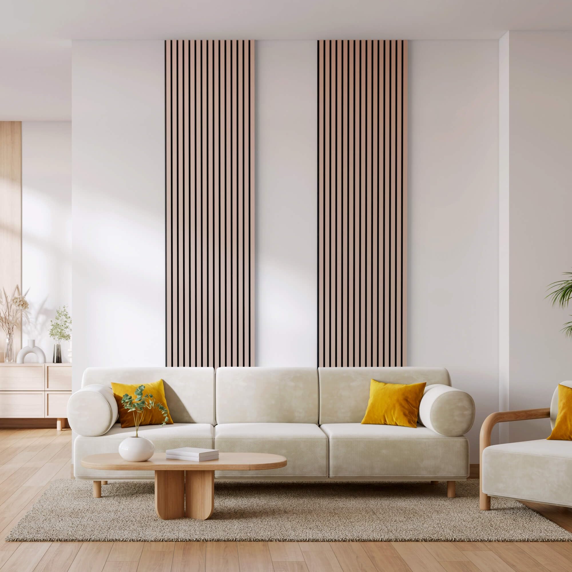 Arebos Akustikpaneele 120x60 cm | Lamellenwand in Holzoptik für Wand & Decke | modernes Wandpaneel mit hoher Schallabsorption | einfache Montage & zuschneidbar | 4er Set für stilvolle Raumakustik 8