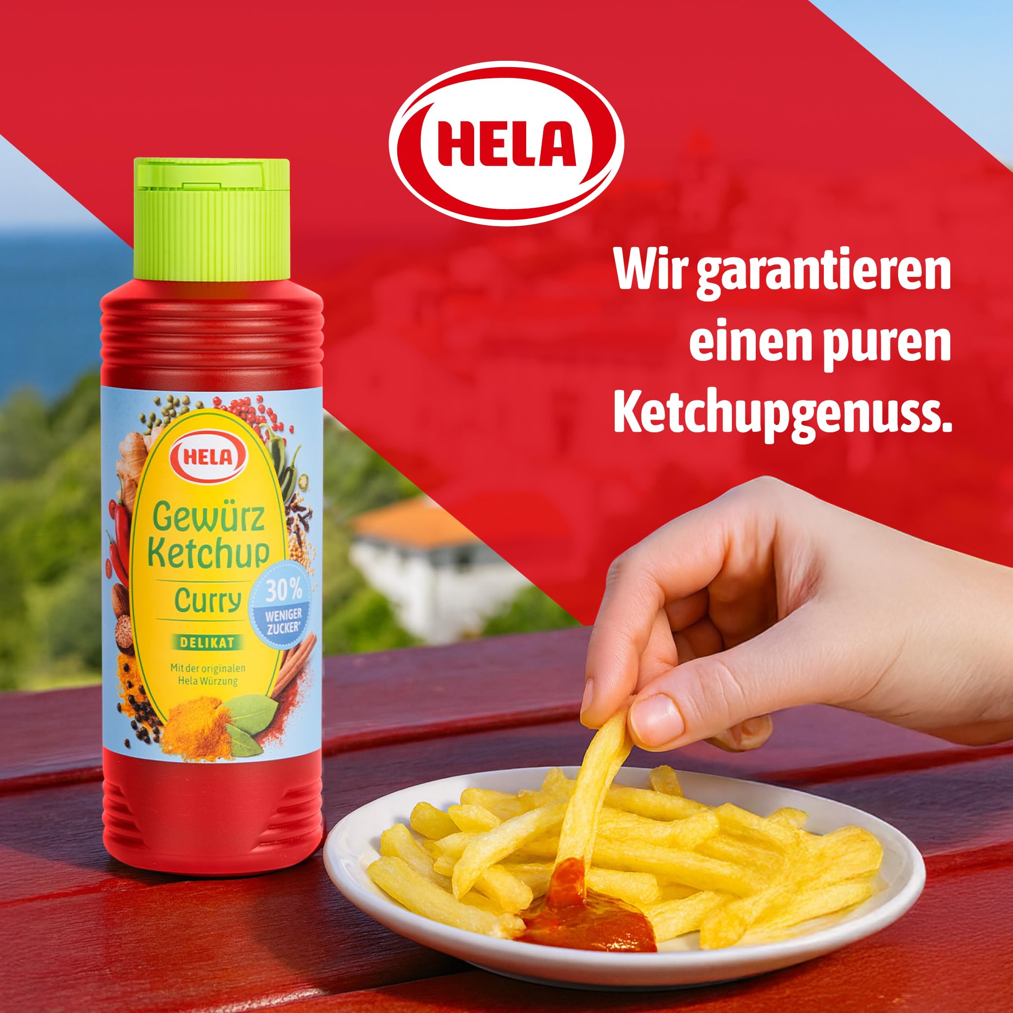 HELA - Gewürz Ketchup Curry delikat 300 ml - 30 % weniger Zucker & ohne Süßungsmittel - würzig-milder Curry Ketchup in - vegan, laktosefrei, ohne Konservierungsstoffe - ideal zum Dippen & Grillen 4