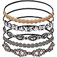 Teenitor Elastic Beaded Headbands, 5pcs Beads, Crystal Rhinestone for Women & Girls