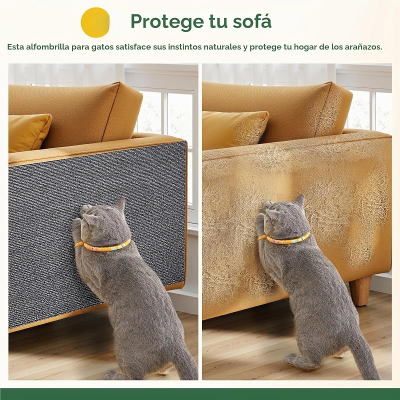 Alfombrilla Rascadora para Gatos Autoadhesiva, Tablero Rascador para Gatos, Protector Sofa Gatos Arañazo, Alfombrilla Rascadora para Gatos,Protector De Muebles Antiarañazos, 200cm×40cm