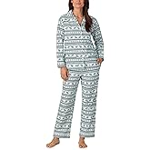 Lanz of Salzburg Sleepwear for Women Classic Notch Collar Long Sleeve Flannel Pajama Set